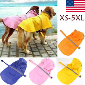 Pet Reflective Raincoat Puppy Large Elderly Dog's Clothes Hoodie Jacket Rainwear