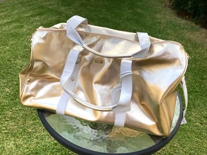 Versace Parfums Large Duffel Gold Faux Leather White Handles/Strap 52x30x23cm - Picture 1 of 19