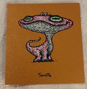 Marq Spusta Dino Mike! Dinosaur Orange Linen 3x3” Mini Print New Pack Art!