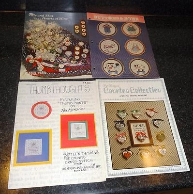 Cross Stitch Booklets 4 This&That Buttons Bows Counted Collection Thumb Thoughts - Image 1 of 4