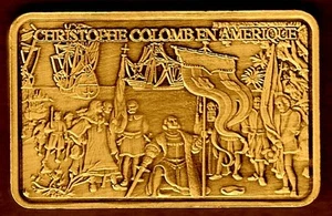 ★ MAGNIFIQUE MEDAILLE PL. BRONZE ● C. COLOMB DECOUVRE L'AMERIQUE 1492 ★★ - Picture 1 of 1