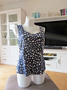 Damen-Shirt, Ashley brooke, Gr. 40, blau mit weißen Herzen, ärmellos - Bild 1 von 6