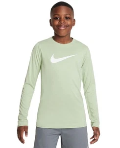 Nike Big Kids Dri-fit Legend Logo-Print Long-Sleeve Training T-Shirt - Honeydew - Picture 1 of 1