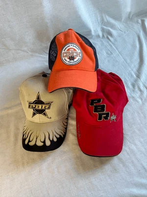 Lote de tres gorras de béisbol PBR, Wrangler & Cinch, Western, Bull Riding, vintage Foto 1 de 4