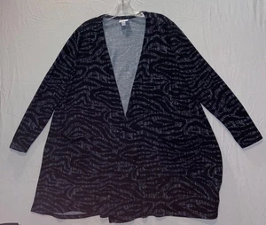 LuLaRoe Womens Size L Black Gray Zebra Print Open Cardigan Long Vintage - Picture 1 of 9