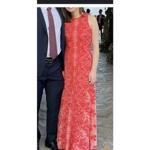 ERIN Erin Fetherstone Pamela Red Lace Sleeveless Crew Neckline Gown Dress Size4  - Picture 1 of 17