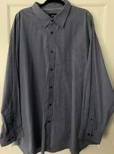 Basic Editions Men's Dress Shirt SZ 3XLT Navy Blue Stripe Button Down Pocket - Picture 1 of 10