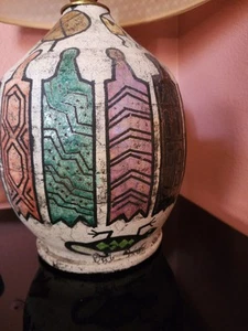 Art Pottery Lamp Italian Bitossi Mid Century Style Petroglyph Signed Dated - Picture 1 of 24