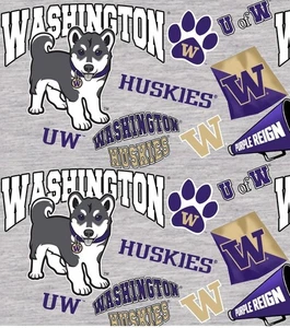 Cachorros Husky en gris,. Seattle Sports Fun, 1/4 yarda, usar ahora o añadir al escondite, - Imagen 1 de 1