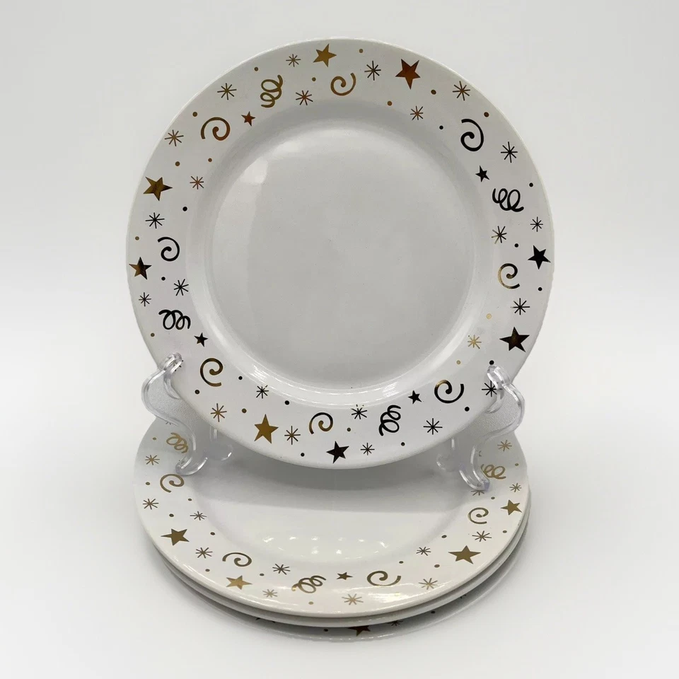 Juego de 4 Platos de Ensalada de Postre Estrellas Doradas 8" Pampered Chef FIESTA DE CELEBRACIÓN Foto 1 de 4