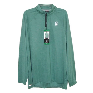NEW! Spyder Active Men's PROWEB  4-Way Stretch Green 1/4 Zip Pullover Size XL - Picture 1 of 10