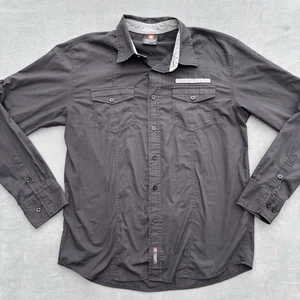 South Pole Shirt Mens Black Button Up Long Sleeve Casual Adult Y2K - Picture 1 of 20