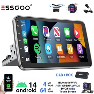DAB+ Autoradio 1 DIN Android 14 Carplay Con 10.1" 360° Ruotabile Schermo GPS RDS - Foto 1 di 15