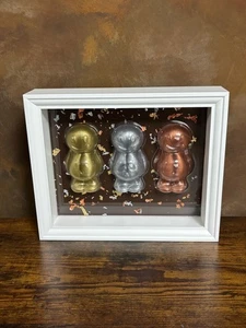 Large Jelly Babies Gold Silver Bronze Colour Resin Made Deep Box Framed Wall Art - Picture 1 of 10