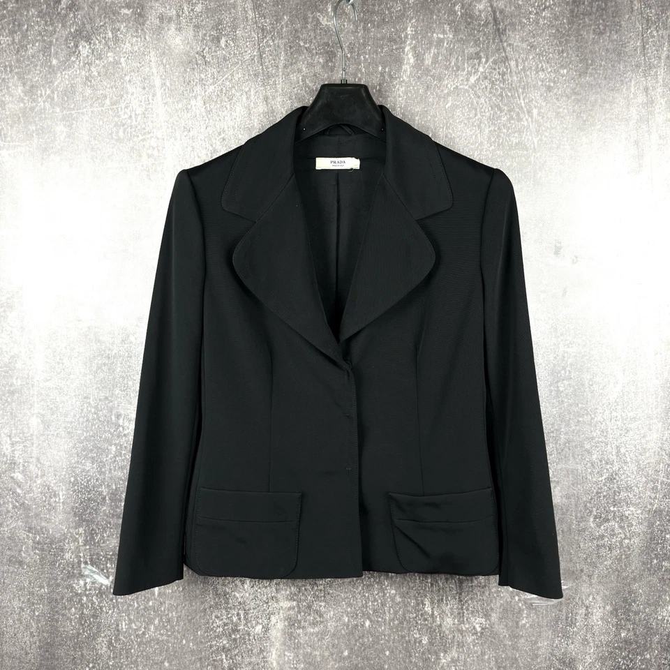 Prada button blazer jacket size 48 luxury old money black - Image 1 of 4
