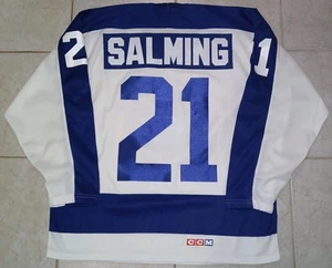 HOJAS DE ARCE VINTAGE #21 Borje SALMING Toronto apagadas. Lic. Camiseta CCM, talla L para hombre - Imagen 1 de 2