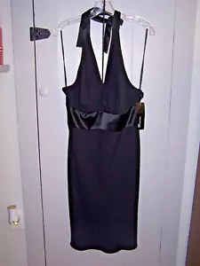 Jones New York 100% SILK Black zip back sleeveless Halter dress size 12 - NWT - Picture 1 of 10