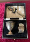 Vintage Silver Plate Christening Set Egg Cup, Spoon And Napkin Ring. E.P.N.S .