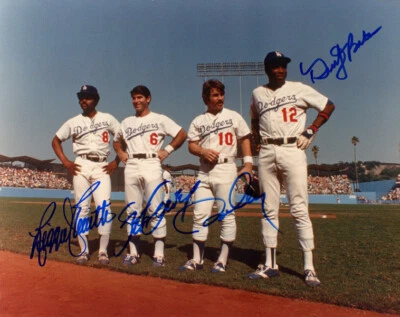 SMITH STEVE GARVEY CEY DUSTY BAKER SIGNED 8x10 PHOTO 1977 4 DODGER 30HR BECKETT - Image 1 of 2