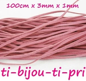 LOT de 5 mètres (5 x 1m) CORDONS plats LACETS simili DAIM 3mm ROSE perles bijoux - Imagen 1 de 1