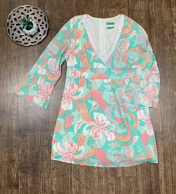 Vestido Floral TIBI VINTAGE Talla M Cuello Cuentas Multicolor Estilo Años 40 Foto 1 de 3