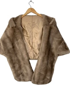 VTG 60s Regina Glenara Faux Fur Capelet Shawl Wrap Stole Coat Beige 8715 GUC - Picture 1 of 8