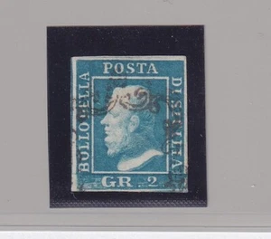 Sicilia 1859 2Gr. Blue Used III Table Paper Of Palermo (Cod. 7181) - Picture 1 of 1