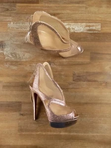 SIN IMPUESTO ADUANERO CHRISTIAN LOUBOUTIN Farfamesh sandalias de cuero y malla doradas brillantes - Imagen 1 de 15