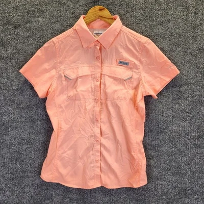 Camisa Columbia Para Mujer Pequeña Corral Rosa PFG Omni-Sombra Abotonada Ventilada Foto 1 de 4