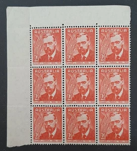 Australia: 1948 - 2½d William J. Farrer - Block of Nine - MNH Stamps - Picture 1 of 2