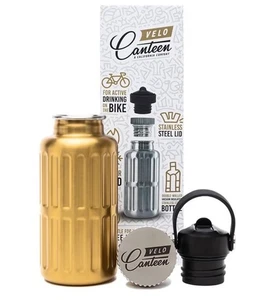 13,5 Oz, passt in Fahrrad Flaschenhalter, 2 Deckel (Strohhalmdeckel), goldfarben, doppelt - Bild 1 von 1