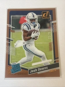 2023 DONRUSS CHIARAMENTE ARANCIONE RATED ROOKIE /75 JOSH DOWNS COLTS - Foto 1 di 2