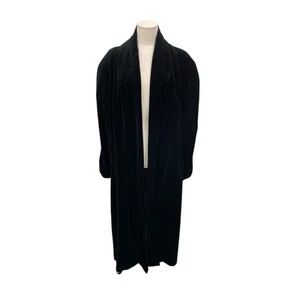 Vintage JS Collections Opera Coat Black Velvet Long Evening Size Medium - Picture 1 of 10
