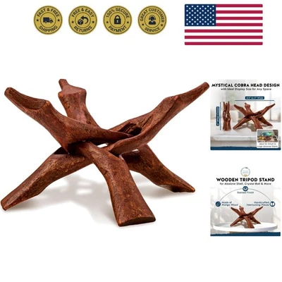Soporte de exhibición para trípode de madera - Soporte tallado a mano de 6 pulgadas hecho de sostenible... Foto 1 de 4