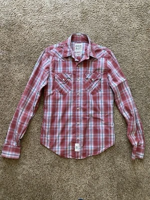 RUEHL No.925 Perla Botón a Presión—A Cuadros Rojo Ladrillo Foto 1 de 4