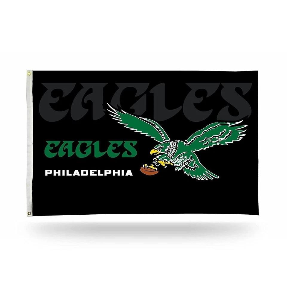 Bandera Philadelphia Eagles Premium 3x5 pies, logotipo retro negro, metal... Foto 1 de 1