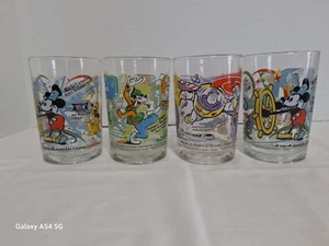 McDonald's 100 Years of Disney World Glasses 2002 Set of 4 Goofy Mickey Mouse - Picture 1 of 24