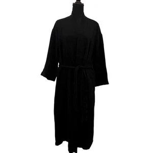 J.Jill Black Sleep Cotton Gauze Womens Tie Front Robe Lounge Comfort Relax Sz S - Picture 1 of 5