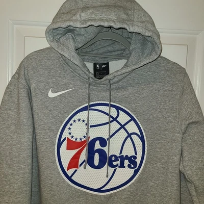 Nike MENS PHILADELPHIA 76ERS  HOODIE HOODED SWEATSHIRT GRAY Large Swoosh - Image 1 of 4