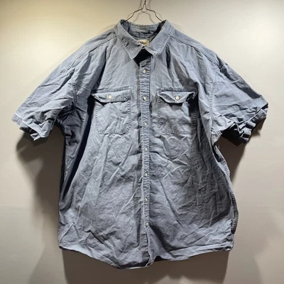 LL Bean Sunwashed Canvas Mens XXL Tall Blue Workwear Outdoors Shirt 270136 - Image 1 of 4