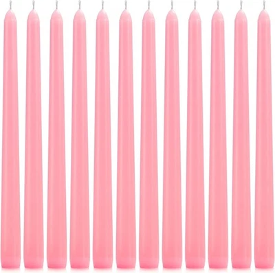 Paquete de 12 velas cónicas rosadas - 10 pulgadas sin goteo, sin humo y  Foto 1 de 4