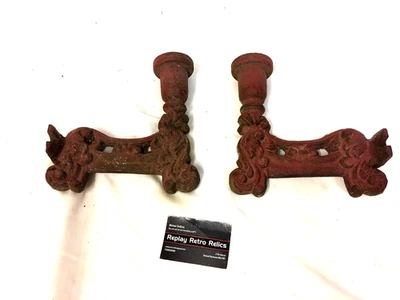 Antique Cast Iron Wall Brackets (pair) Railway / bathroom / handrail - Image 1 of 4