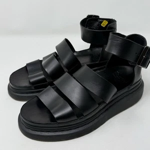 Dr. Martens Clarissa Damengröße 7 schwarze Plateau-Sandale aus Leder mit Knöchelschnalle - Bild 1 von 17