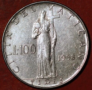 Vatican City 100 Lire 1958 KM# 55 - Picture 1 of 2