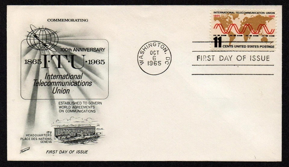 USA, SCOTT # 1274, FLEETWOOD FDC COVER OF 1965 INTERNATIONAL COMMUNICATION UNION - Image 1 of 1