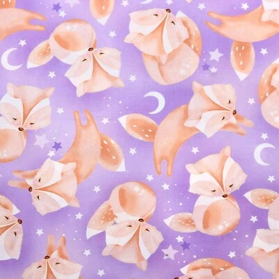 Tela 100 % algodón Michael Miller - Zorro nocturno, animales del bosque zorros morados Foto 1 de 4