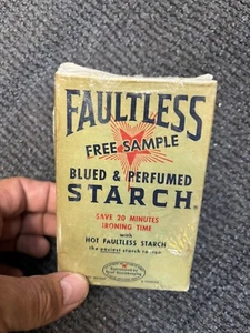 Vintage Faultless Starch 6oz Blued and Parfüm Dry Powder Probe 40er ungeöffnet - Bild 1 von 5