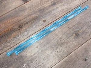 1880's RARE BLUE WHIMSY TWIST GLASS 2 TOWEL HOLDER CURTAIN RODS 18" - Picture 1 of 5