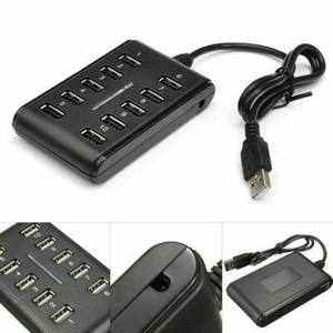 10 Port Powered USB HUB 2.0 High Speed USB Splitter Hot For PC F9 New G0Q0 Q7J7 - Picture 1 of 9