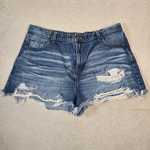 NOBO Distressed Cut Off Denim Jeans Shorts Size 17 Faded Frayed High Rise Beachy - Picture 1 of 8